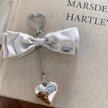 Elegant Stain Bow Knot Heart Chain Bag Charm