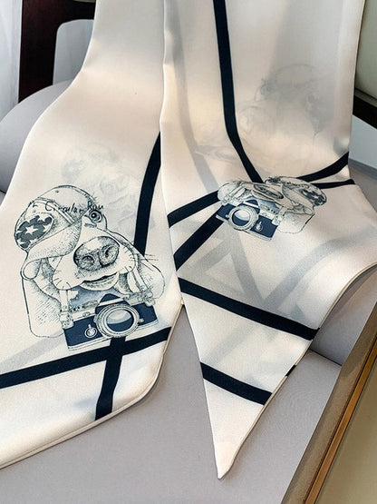 Original Striped&Plaid Print Hair Band&Silk Scarf