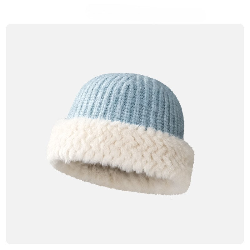 Color Block Padded Knit Plushed Bucket Hat