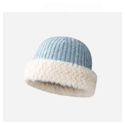 Color Block Padded Knit Plushed Bucket Hat