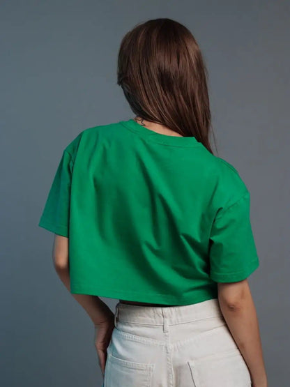 Round Neck Loose Solid Color Short Top