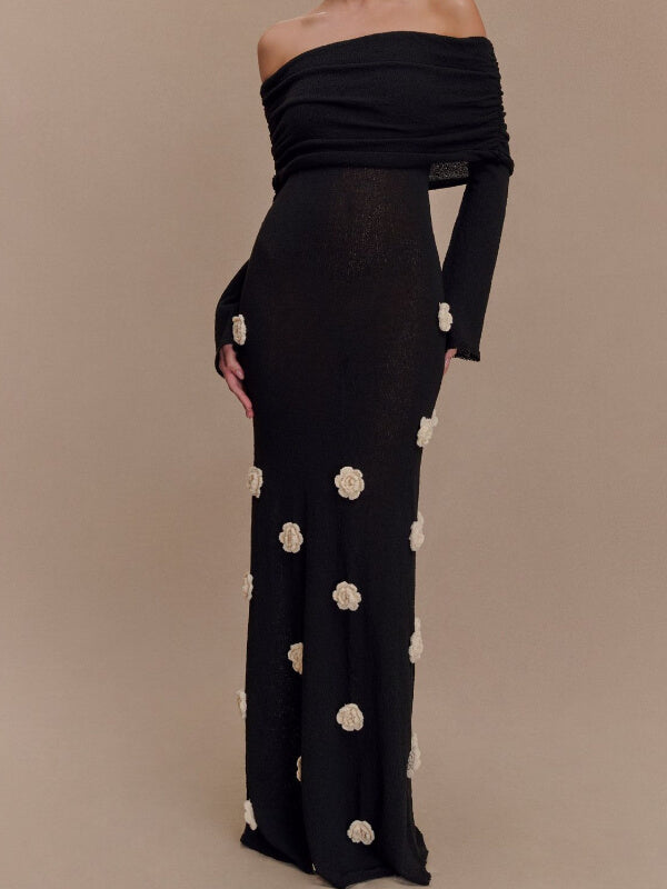 3D Floral Off Shoulder Dress Cover Up