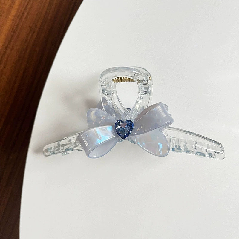 Bow Rhinestone Iridescent Large Hair Claw