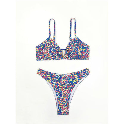 Split Two-Piece Printed U-Shape Bikini Swimsuit