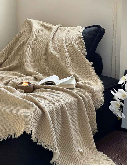Cozy Waffle Weave Throw Blanket Bed Blanket