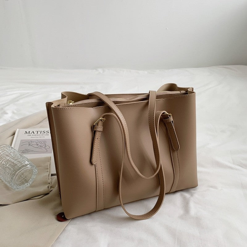 Large Capacity PU Leather Handbag Tote Shoulder Bag