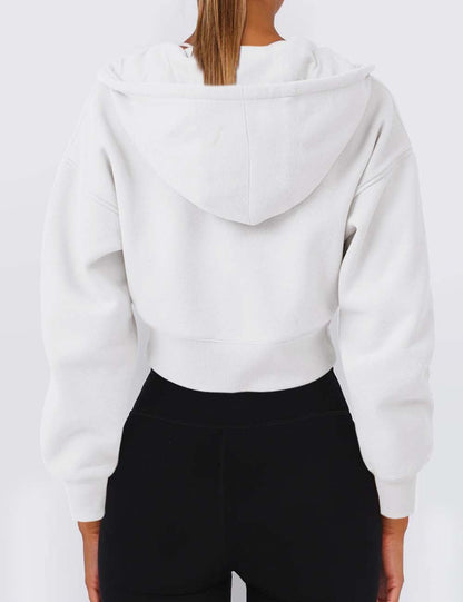 Simple Solid Color Long Sleeve Hooded Jacket