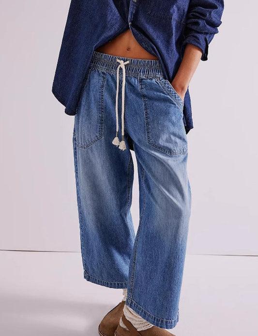 Loose Midi Rise Waist Straight Jeans