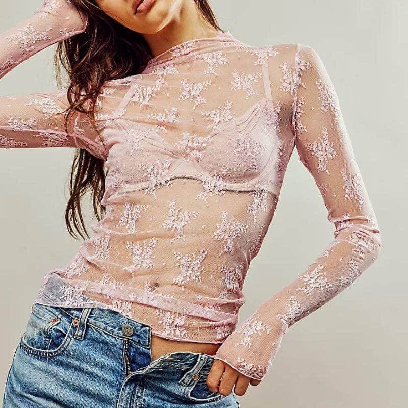 Floral Lace See Through Top