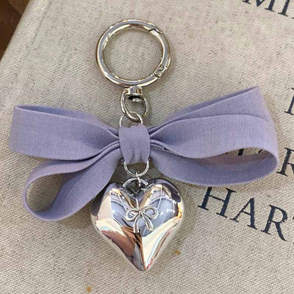 Cute Heart Solid Color Bow Knot Keychain