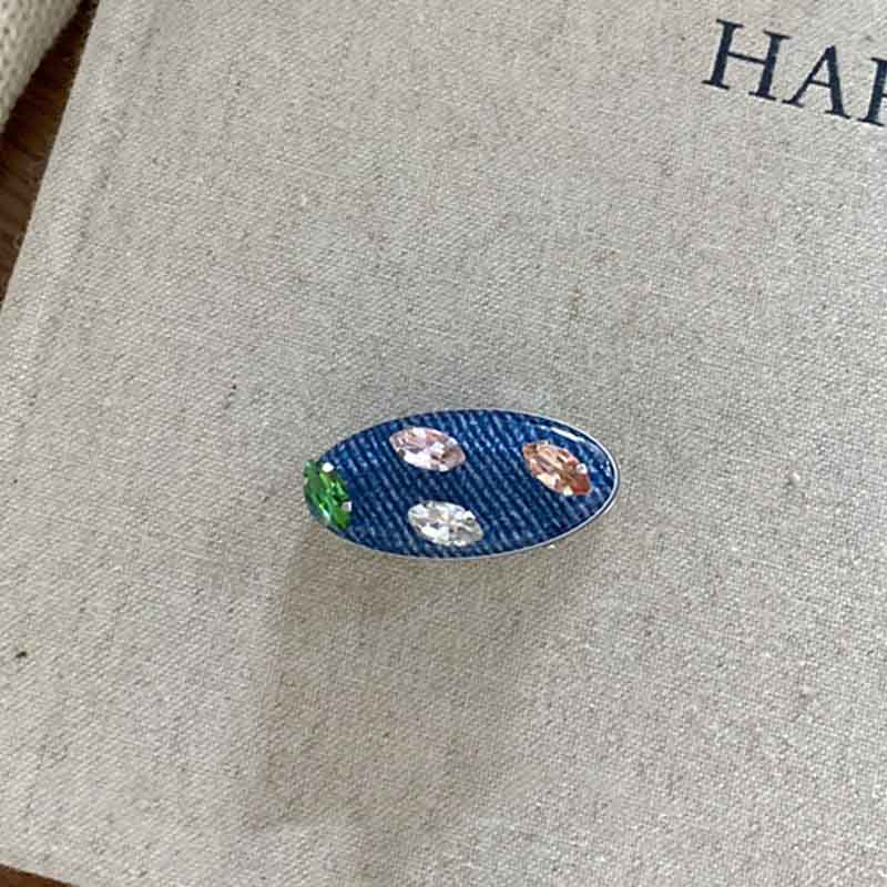 Cute Colorful Rhinestone Denim Style Hair Claw