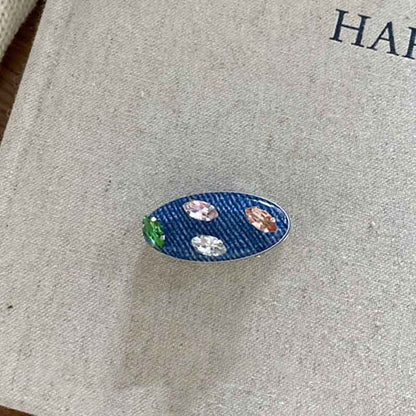 Cute Colorful Rhinestone Denim Style Hair Claw