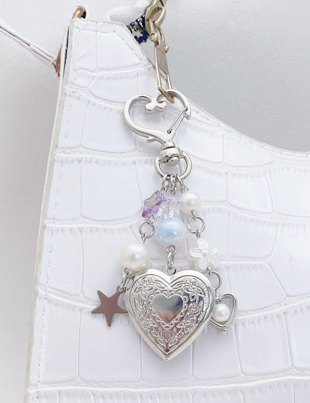 Metal Love Beads Keychain Bag Charms
