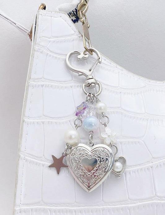 Metal Love Beads Keychain Bag Charms