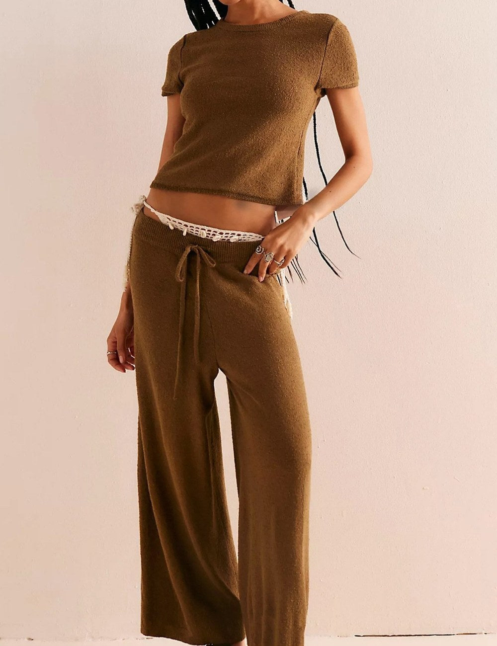 Simple Knit Top and Pants Set