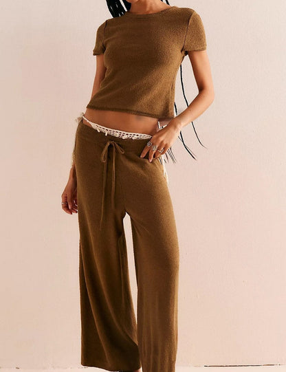 Simple Knit Top and Pants Set