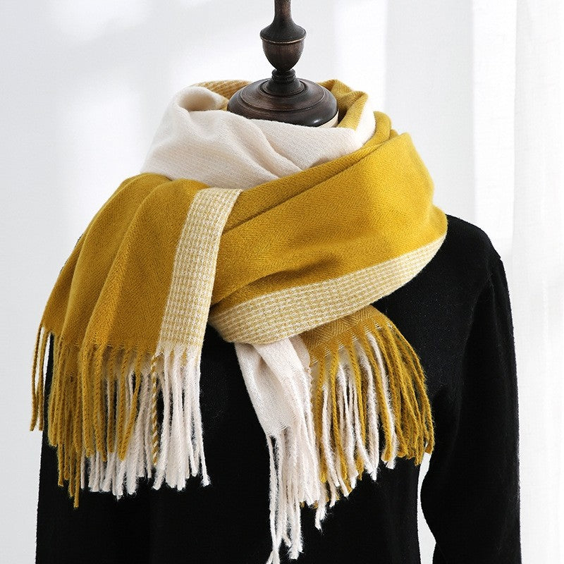 Warm Imitated Cashmere Tassled Shawl Scarf