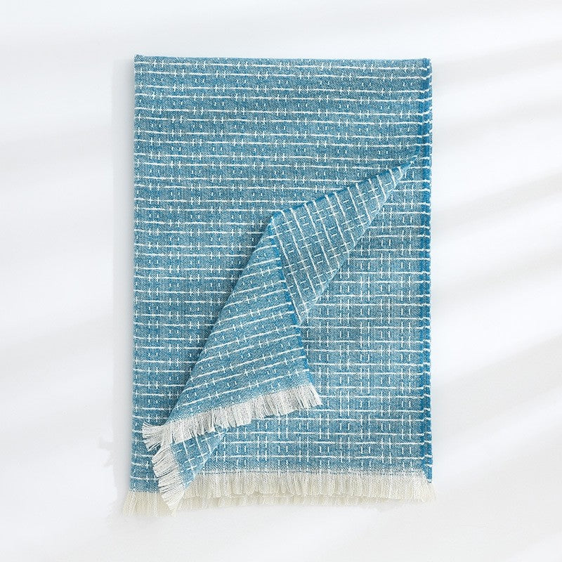 Striped Plaid Print Imitated Cashmere Shawl Scarf