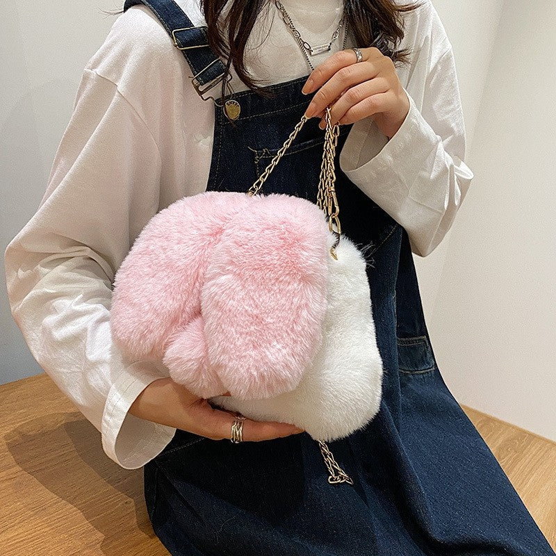 Cute Cartoon Rabbit Plush One-Shoulder Diagonal Bag
