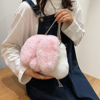 Cute Cartoon Rabbit Plush One-Shoulder Diagonal Bag