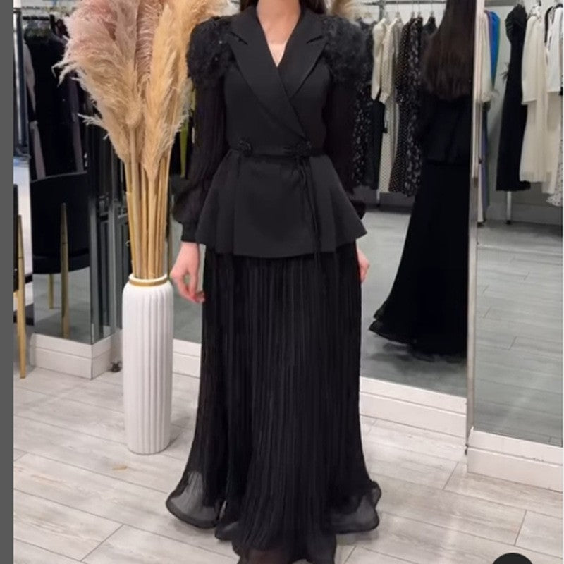 Fashion Luxury Two Piece Dress Floral Mesh