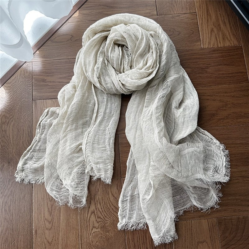 Solid Color Thin Fringed Scarf