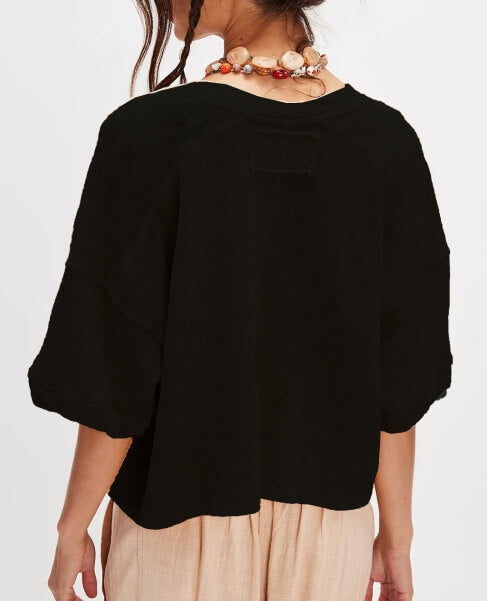Loose Midi Sleeves Button Down Knit Tops