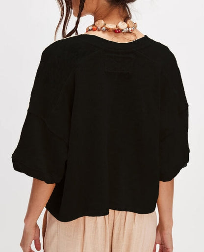 Loose Midi Sleeves Button Down Knit Tops