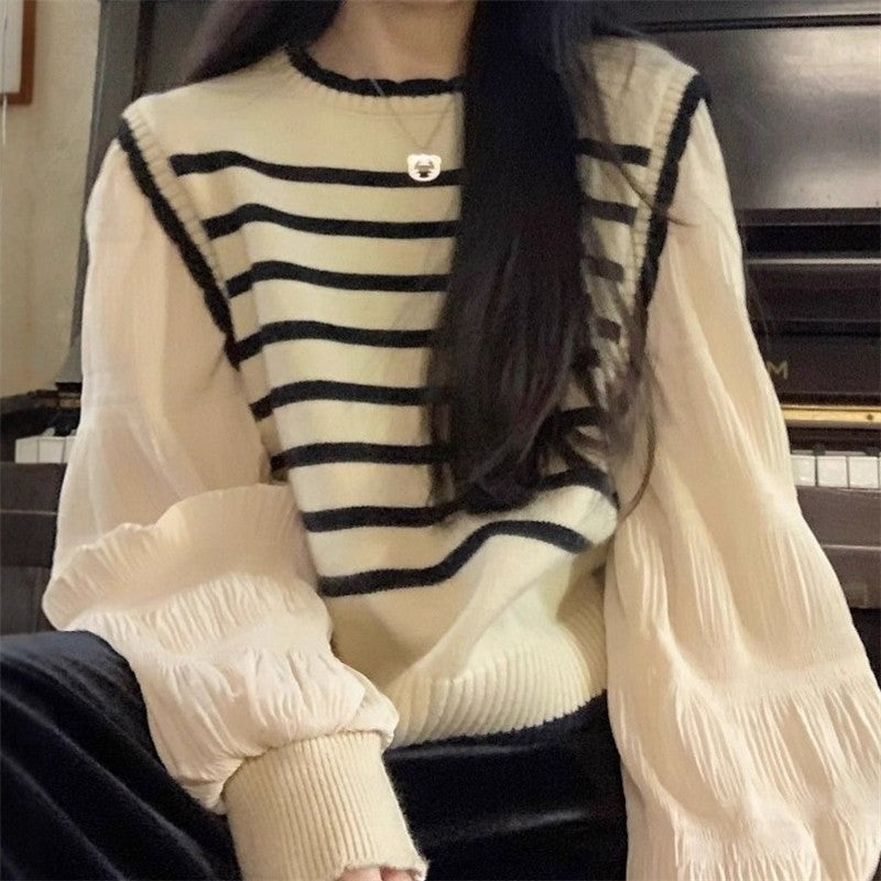 Long Sleeve Striped Knit Sweater