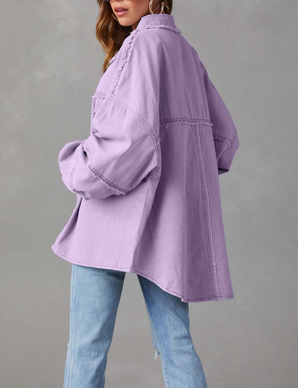 Solid Color Long Sleeve Oversized Jacket