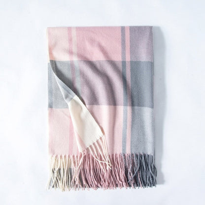 Soft Warm Fringed Plaid Scarf