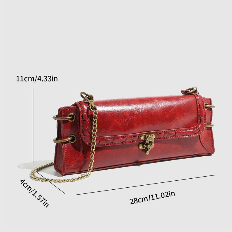 Vintage Square Shoulder Bag With Chain Strap