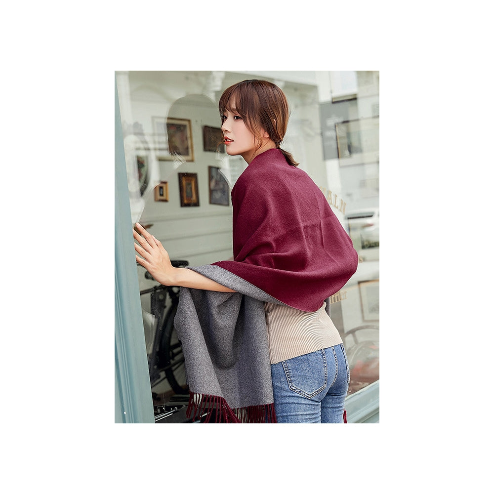 Both-side Warm Tasseled Super Long Scarf