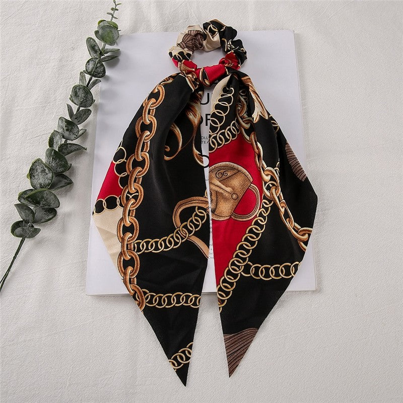 Vintage Chain Printed Hair Scarf Pony