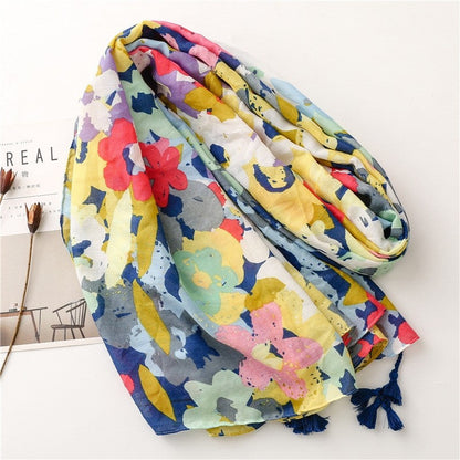 Fashion Tropical Botanical Camouflage Floral Scarf