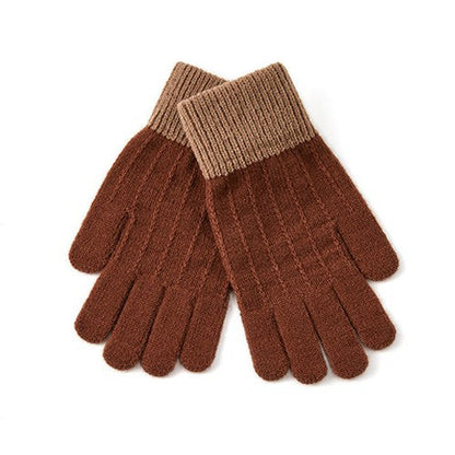 Color Block Splicing Padded Knit Gloves