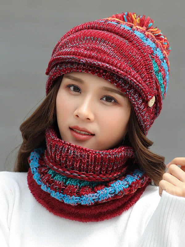 Original Three Pieces Knitting Hat+Mask+Scarf