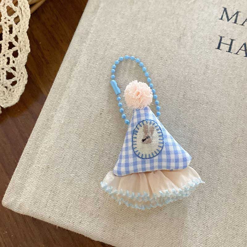 Plaid Love Bow Embroidery Sweet Bag Charm