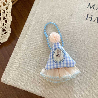 Plaid Love Bow Embroidery Sweet Bag Charm