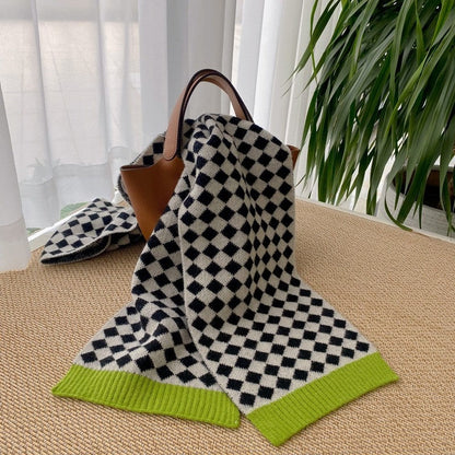 Checkered Knitted Comfy Scarf