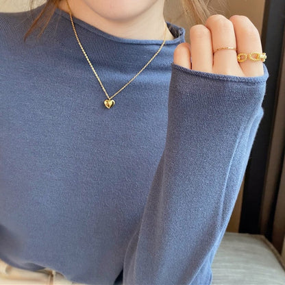 Solid Color Long Sleeve Half Turtleneck Thin Base Knitted Sweater