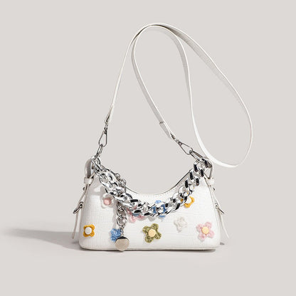 Colorful Flower Jacquard Chain Shoulder Bags