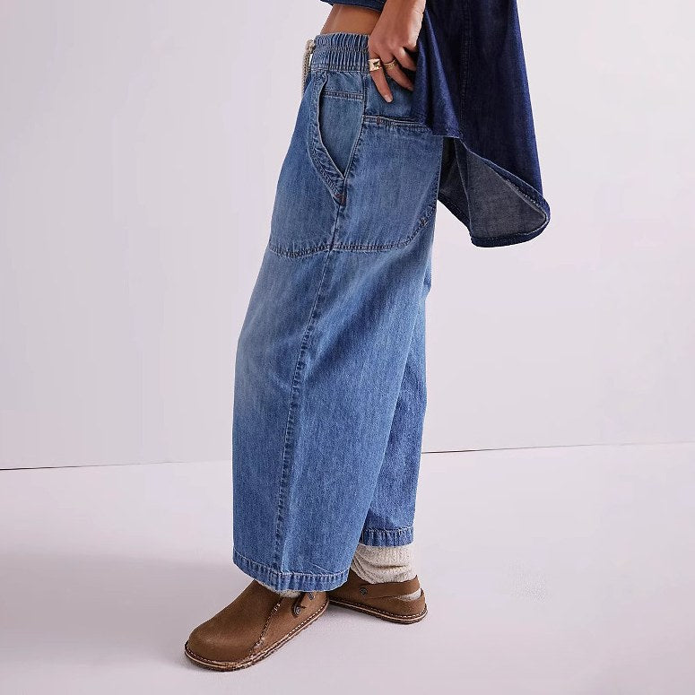 Loose Midi Rise Waist Straight Jeans