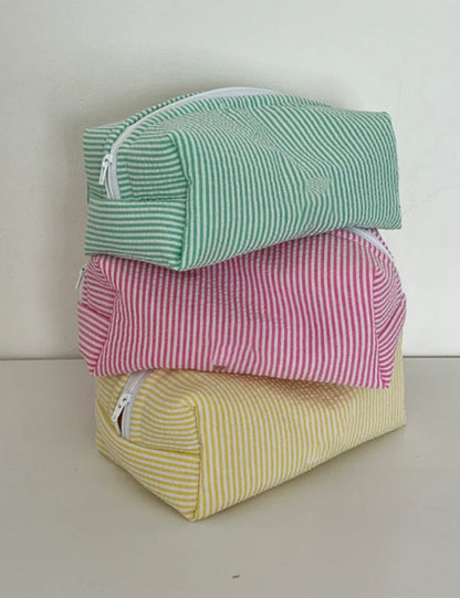Simple Sreiped Color Block Make Up Bag