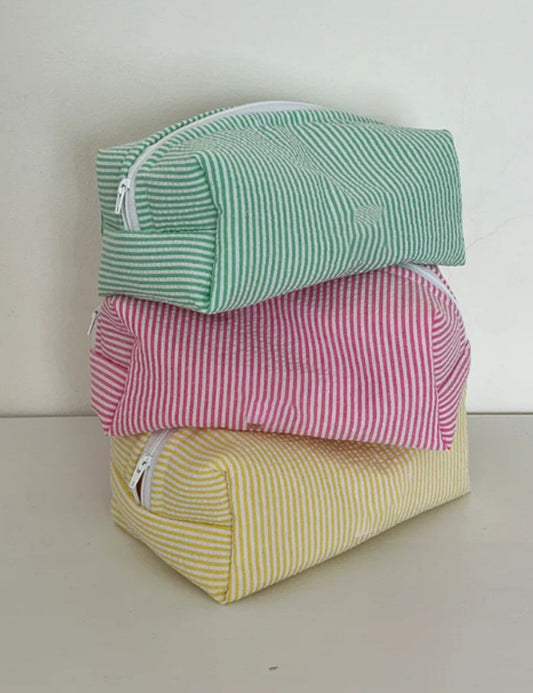 Simple Sreiped Color Block Make Up Bag