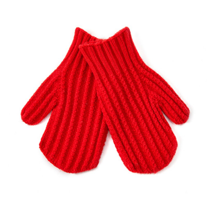Cute Solid Color Ribbed Simple Knit Gloves