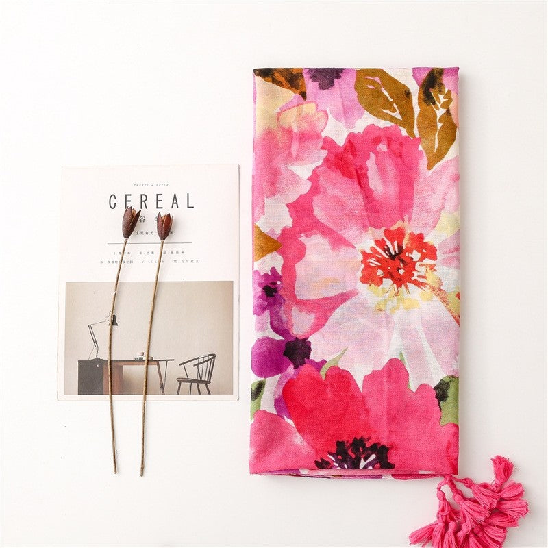 Colorful Cotton Linen Vacation Beach Scarf