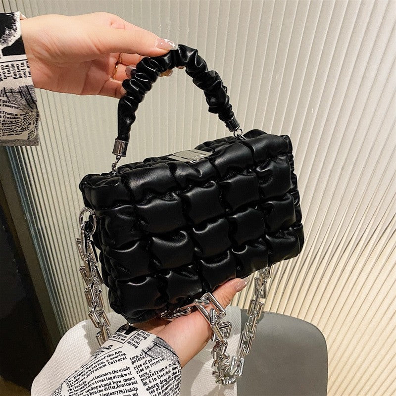 Elegant Grid Mini Handle Bag
