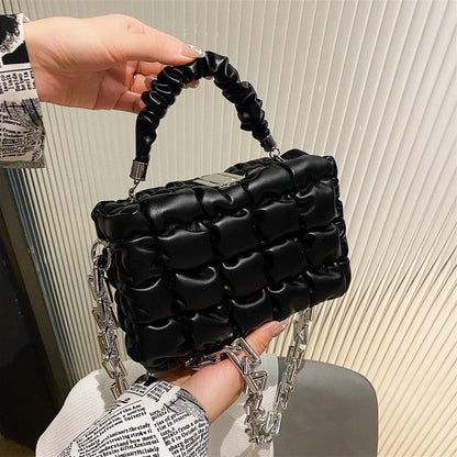 Elegant Grid Mini Handle Bag