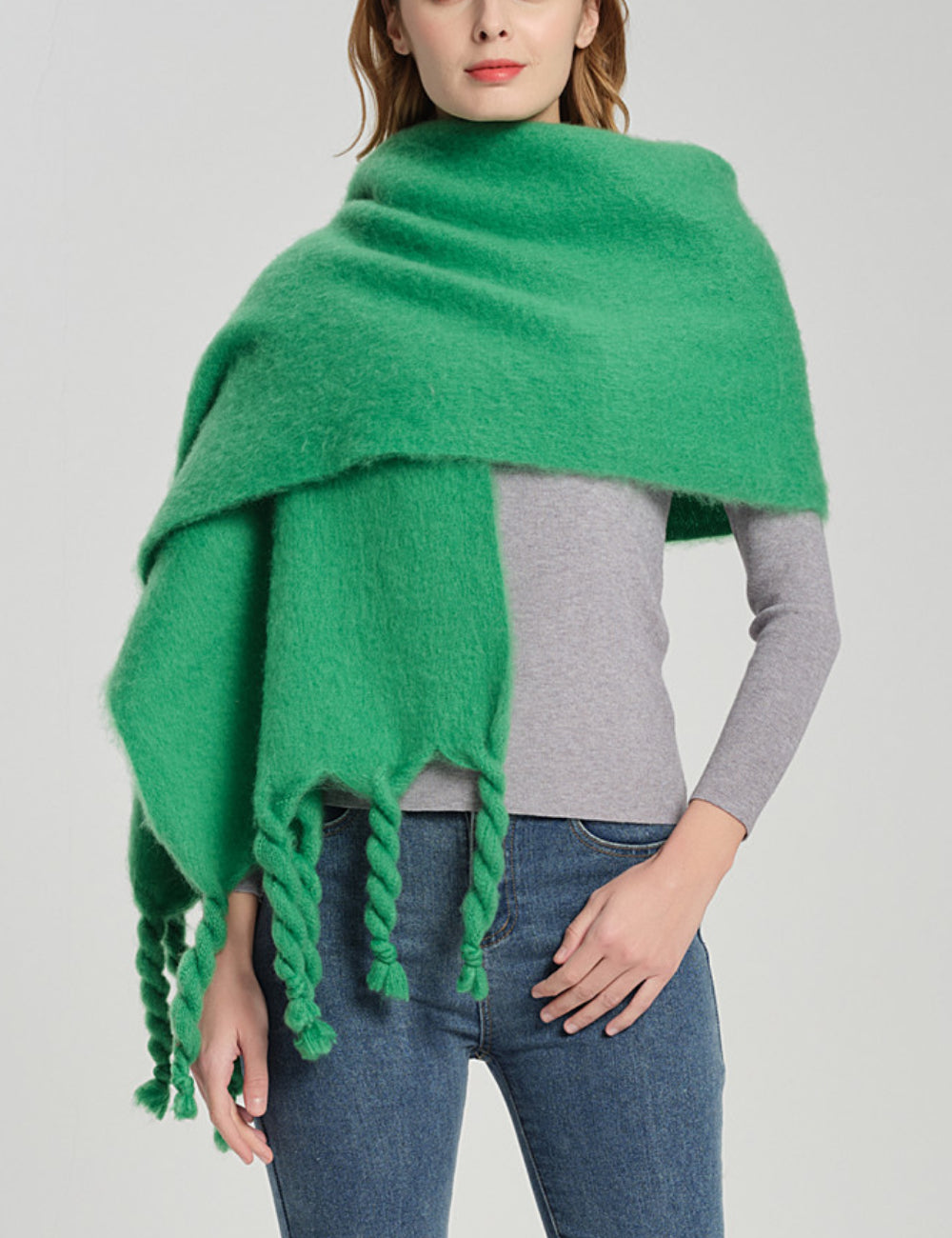 Simple Solid Color Tassel Scarves